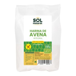 Harina de avena integral molida sin gluten bio 500g Sol...