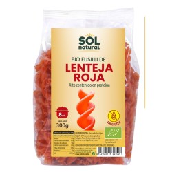 Fusilli de lenteja roja bio 300 g Sol Natural