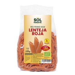 Penne lenteja roja con lino bio sin gluten 250g Sol Natural