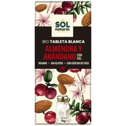Tableta chocolate blanco almendra salada y arandano bio...